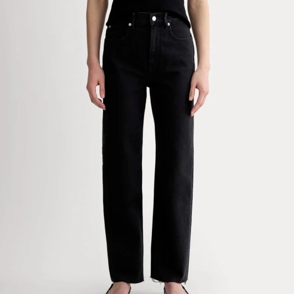 Everlane The Way High Jean in Coal Straight Leg Non Stretch Organic Denim